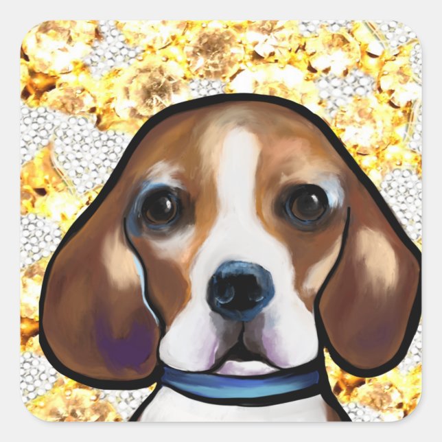 Adesivo Quadrado Beagle Bling      (Frente)