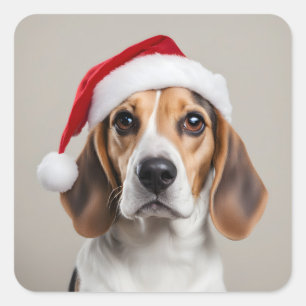 Adesivo Quadrado Beagle Christmas