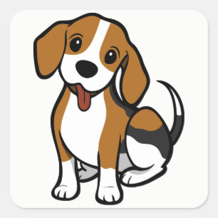 Adesivo Quadrado Beagle Puppy Dog Cartoon - Ame Beagles Stickers