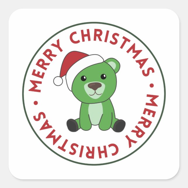 Adesivo Quadrado Bear Feliz Natal Animais de inverno Bears Square S (Frente)