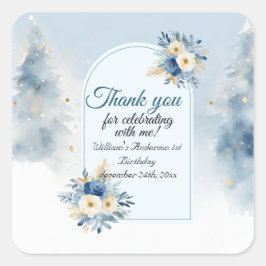 Adesivo Quadrado Bear Natal Um Primeiro Aniversário Inverno