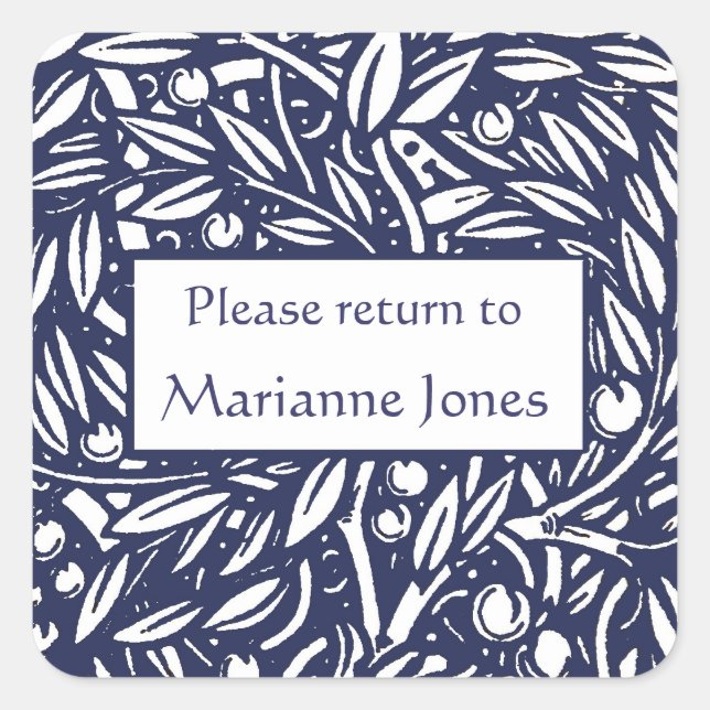 Adesivo Quadrado Beardsley Border Elegant Bookplate (Frente)