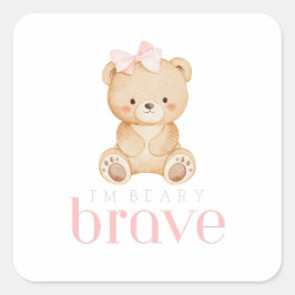 Adesivo Quadrado beary brave childhood cancer sick kids cute