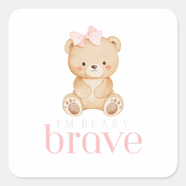 Adesivo Quadrado beary brave childhood cancer sick kids cute (Frente)