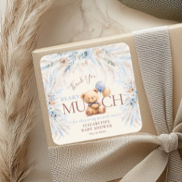 Adesivo Quadrado Beary Much Teddy Bear Baby Shower Thank You