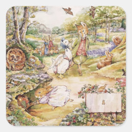 Adesivo Quadrado Beatrix Potter Cute Peter e Amigos