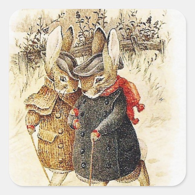 Adesivo Quadrado Beatrix Potter - Peter Rabbit Winter Walk (Frente)