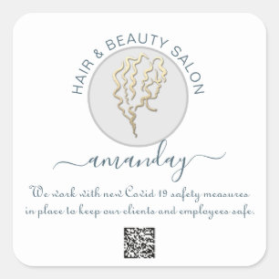 Adesivo Quadrado Beauon Salon Hair Reabra Logotipo Cabelo QR CÓDIG