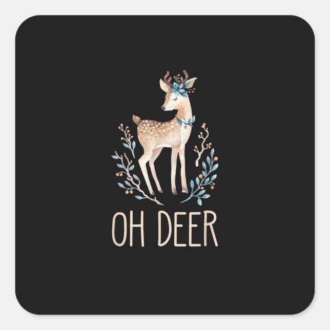 Adesivo Quadrado Beautiful Funny Deer Oh Deer Modern Design  (Frente)