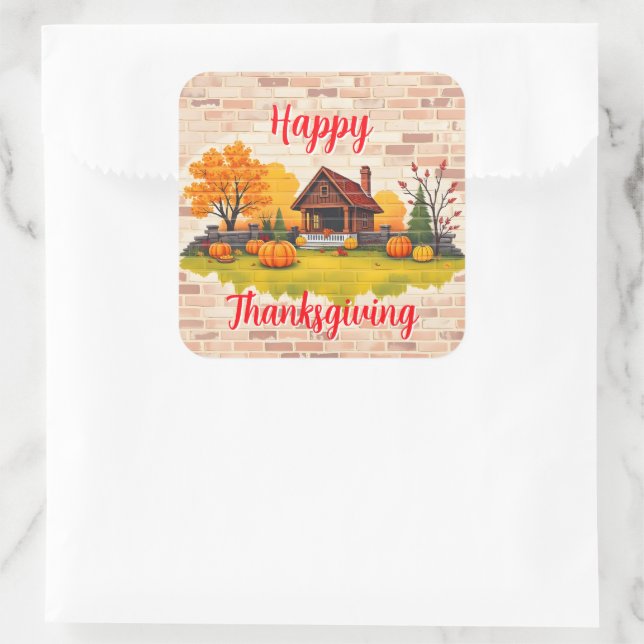 Adesivo Quadrado Beautiful Popular Happy Thanksgiving Fall (Bolsa)