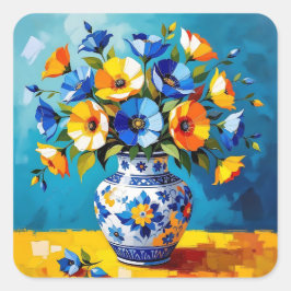 Adesivo Quadrado Beautiful Vase of Flowers