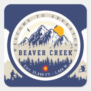 Adesivo Quadrado Beaver Creek Colorado Flag Mountain Souvenir