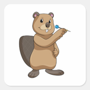 Adesivo Quadrado Beaver nas Trevas com Dart
