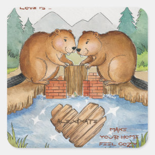 Adesivo Quadrado Beavers no Amor
