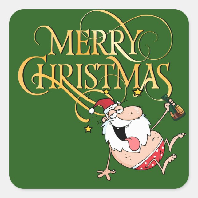 Adesivo Quadrado Bebados Papais noeis (Frente)