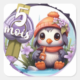 Adesivo Quadrado Bébé - 5 mois aussi