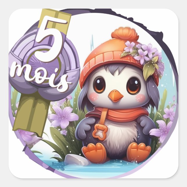 Adesivo Quadrado Bébé - 5 mois aussi (Frente)