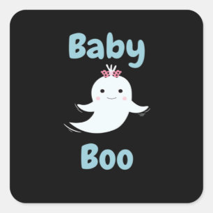Adesivo Quadrado Bebê Boo Cute Halloween Crianças Ou Casais Present