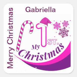Adesivo Quadrado Bebê de Natal Personalizado "Meu Natal de 1rua"