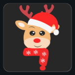 Adesivo Quadrado Bebê Deer Christmas Kid Gift, Decoração Familiar<br><div class="desc">Bela Árvore De Natal. Velho Natal. Feriado de Natal engraçado para veados de amor de pessoas. Presente de Natal para Crianças,  Família. Clique no botão "personalizar mais" se quiser reorganizar e formatar o estilo e a posição do texto.</div>