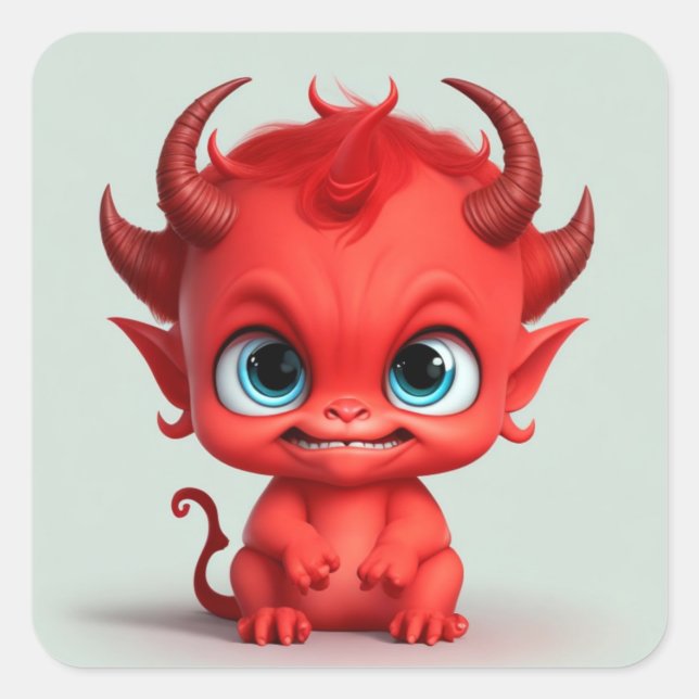 Adesivo Quadrado Bebê Diabo Fofo (Frente)