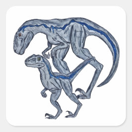 Adesivo Quadrado Bebê dinossauro Raptor menino menina recém-nascido