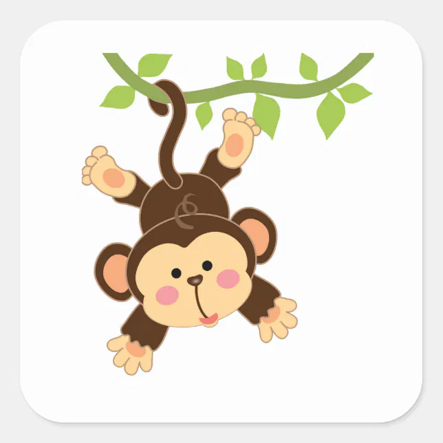 Adesivo Quadrado Bebê do macaco dos desenhos animados