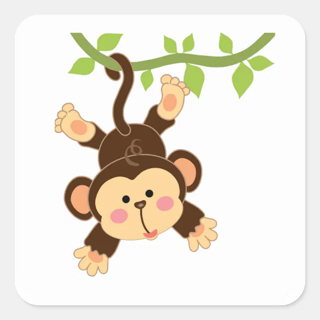 Adesivo Quadrado Bebê do macaco dos desenhos animados