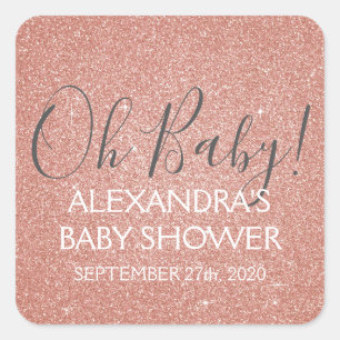 Adesivo Quadrado Bebê Dourado do brilho e da faísca do rosa do ro