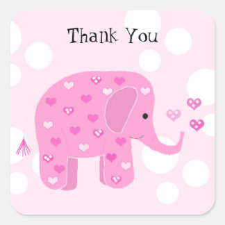 Adesivo Quadrado Bebê Elefante Fofo Obrigado