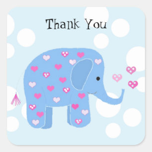 Adesivo Quadrado Bebê Elefante Fofo Obrigado