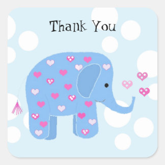 Adesivo Quadrado Bebê Elefante Fofo Obrigado