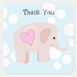 Adesivo Quadrado Bebê Elefante Fofo Obrigado