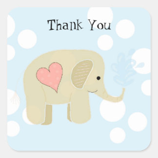 Adesivo Quadrado Bebê Elefante Fofo Obrigado