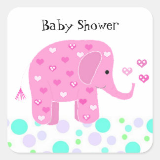 Adesivo Quadrado Bebê Elefante Fofo Obrigado