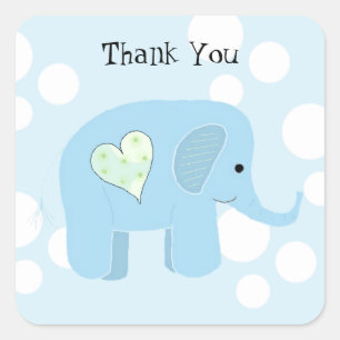 Adesivo Quadrado Bebê Elefante Fofo Obrigado
