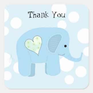 Adesivo Quadrado Bebê Elefante Fofo Obrigado