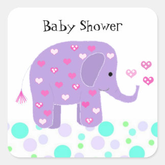 Adesivo Quadrado Bebê Elefante Fofo Obrigado