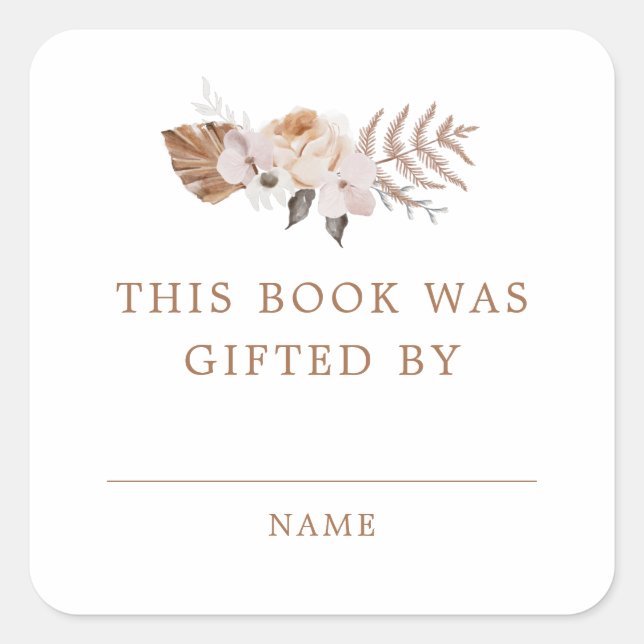 Adesivo Quadrado Bebê Em Bloom Dark Terracotta Boho Gift (Frente)