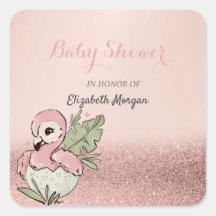 Bebê Flamingo Fofo Brilho Dourado Rosa
