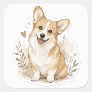 Adesivo Quadrado Bebê fofinho: Corgi