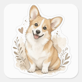 Adesivo Quadrado Bebê fofinho: Corgi