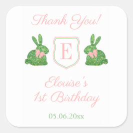 Adesivo Quadrado Bebê Garota Pré-Papoeira Monograma Obrigado