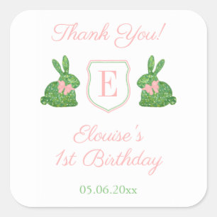 Adesivo Quadrado Bebê Garota Pré-Papoeira Monograma Obrigado