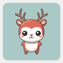 Adesivo Quadrado Bebê Justo de Natal Minimista Rudolph Reindeer