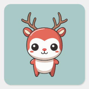 Adesivo Quadrado Bebê Justo de Natal Minimista Rudolph Reindeer