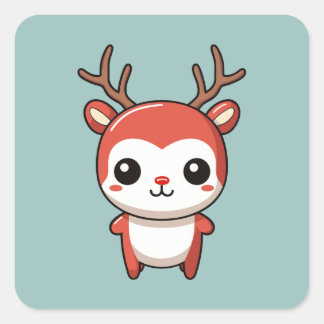 Adesivo Quadrado Bebê Justo de Natal Minimista Rudolph Reindeer