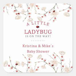 Adesivo Quadrado Bebê Ladybug no Chá de fraldas Bloom