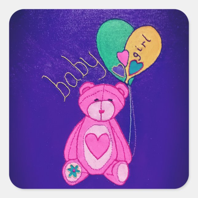 Adesivo Quadrado Bebê Menina (Frente)