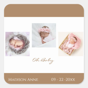 Adesivo Quadrado Bebê Menina Menina Bestial Nome Nascimento